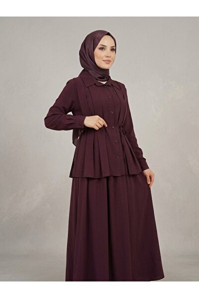 Lunsera Store طقم تنورة بيليكاش أمامية - لون بوردو