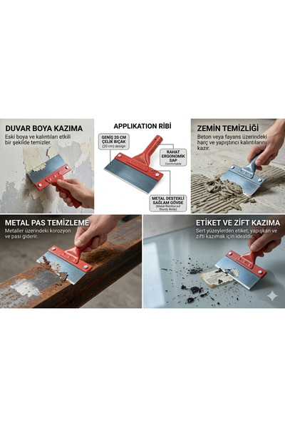 EMİRHANNALBUR 20 CM Raspa - Kaliteli Çelik Bıçak, Rahat Sap - Çok Amaçlı Boya...