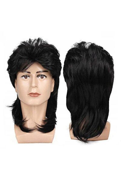 OEM Peruca Barbateasca, Retro Mullet W72, 49 cm, Fabricata Din Fibre Sintetic...