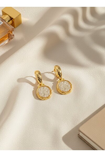 SR Jewelry Box Antik Para Figürlü Halka Küpe – Vintage Gold Minimal Tasarım 🪙✨