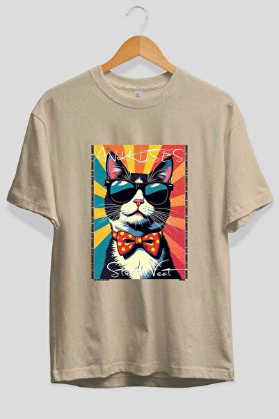 Ankhises Μπλουζάκι  "For the Love of Cats " με 37 σχέδια γάτας, μπεζ χρώμα, o...