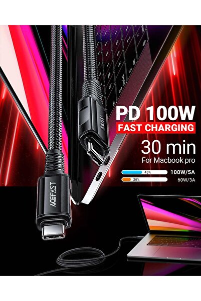 Acefast كابل شحن ونقل بيانات بطول 2.0 متر C4-03 من USB-C إلى USB-C بقوة 100 و...