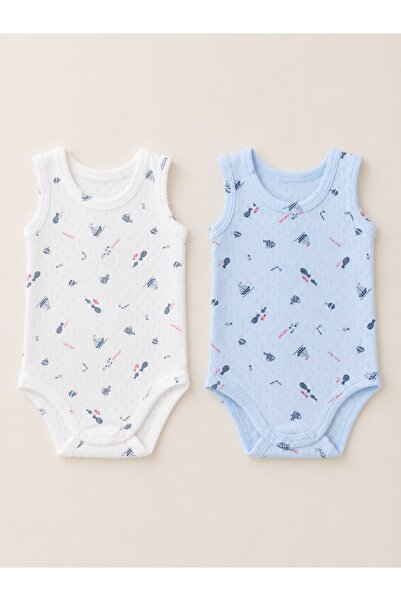 Gubi Kids 2li %100 Pamuk Ajurlu Çıtçıtlı Bebek Body