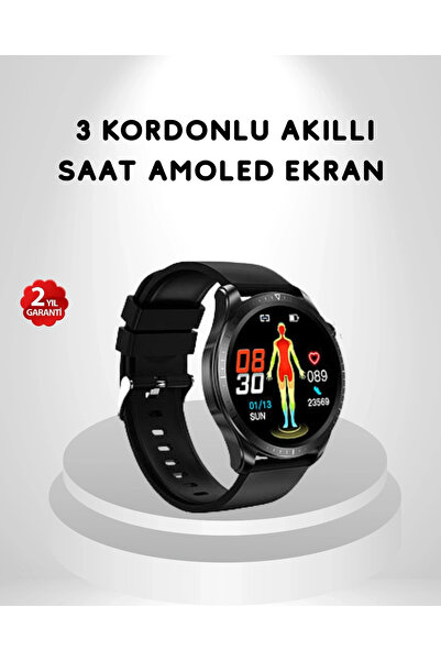 ARMÜZ ساعة ذكية بشاشة AMOLED - مع 3 خيارات للسوار، مقاومة للماء، مع ميزات تتب...