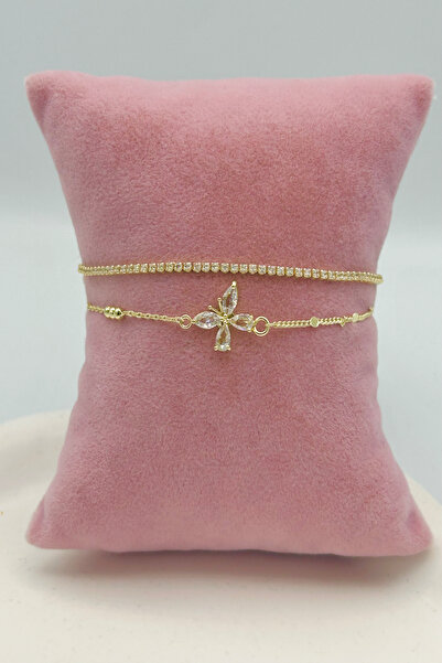 SEHERDEN Crystal Stone Butterfly and Thin Watercourse Model 2-Piece Bracelet ...
