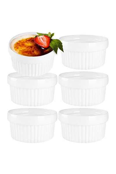 Orion Set de 6 ramekin-uri albe din ceramică pentru copt