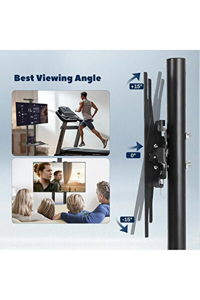SKY TOUCH Portable Wheeled TV Stand Cart with Adjustable Height No-Drill Floo...
