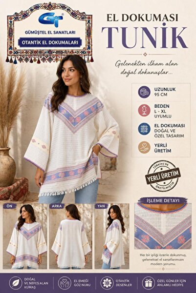 GÜMÜŞTEL EL SANATLARI Handwoven Authentic Tunic 100% Handcrafted