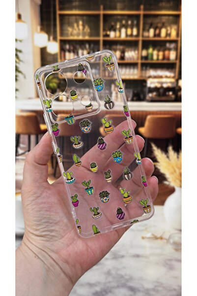 Vip Case Redmi Note 13 Pro 5G Uyumlu Kaktüs Desenli Şeffaf Darbe Emici Kamera...