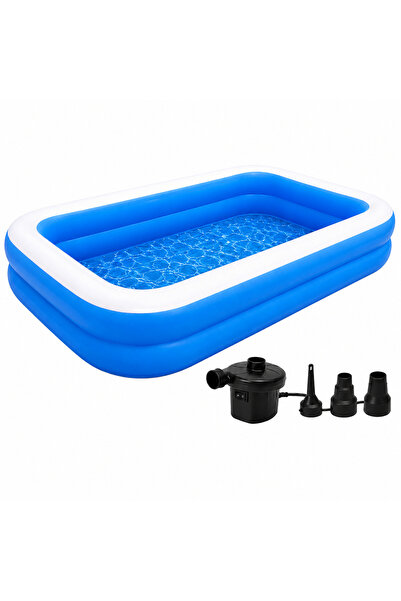 SHOPPINO Piscină Gonflabilă Familie 200x120x40 cm, 2 Inele, PVC Rezistent, pe...
