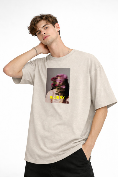 remss Blurry - Oversize T-Shirt Beige