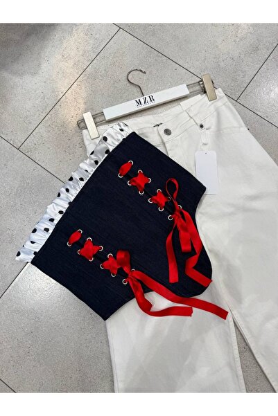 Mzr Collection KADIN BAĞLAMALI ARKA FERMUARLI BOGUM DETAYLI KORSE BLUZ