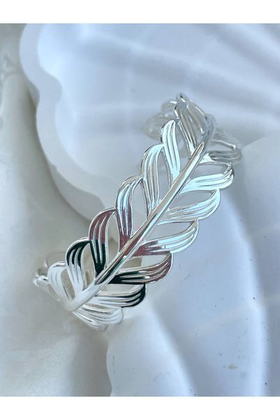 Luxiva Elegant Leaf Design Silver Color Adjustable Steel Trendy Women's Bracelet