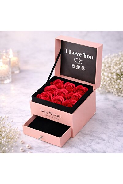 velve Cutie pentru accesorii "Love Wishes" cu sertar, noua trandafiri de sapu...