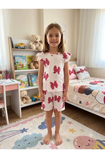 tusem butik homewear Devojčice, pamučni set letnje pidžame sa belom trakom i ...
