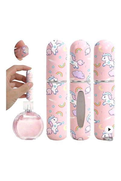 OEM Mini dozator de parfum cu pulverizator roz, model unicorn, 5 ml