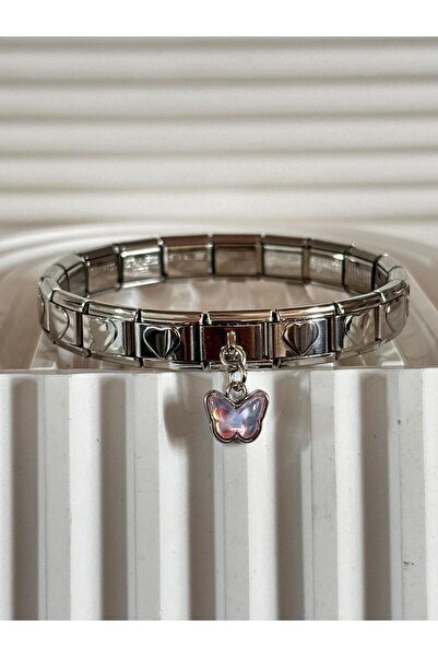 bijoux uniques Italian Bracelet with Butterfly Charm and Heart