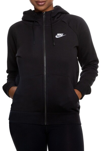 Nike هودي رياضي أساسي أسود للنساء، سترة رياضية