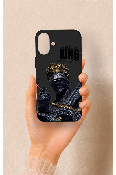 Vip Case iPhone 16 Plus Uyumlu King Desenli Silikon Kılıf