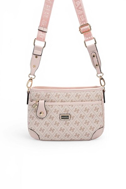 Silver Polo Pembe - Pudra Monogram Kadın Çapraz Çanta SP1160