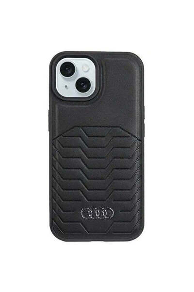 Audi Husă din piele ecologică cu MagSafe pentru iPhone 15 Plus, 14 Plus, negru