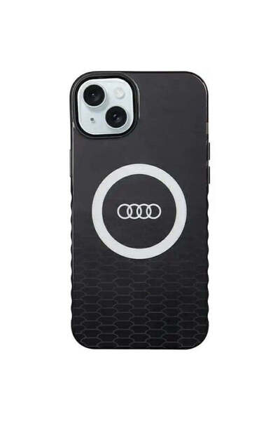 Audi Husă IML Big Logo MagSafe pentru iPhone 15 Plus, 14 Plus, negru