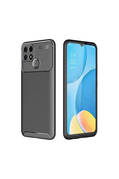 Pilanix حافظة OPPO A15 من السيليكون بنمط الكربون لوكس نيغرو