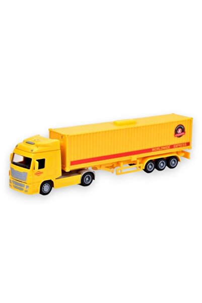 Avaleea Camion Jucarie cu Remorca Tip Tir Inertial Galben 1:50 cu Lumini si S...