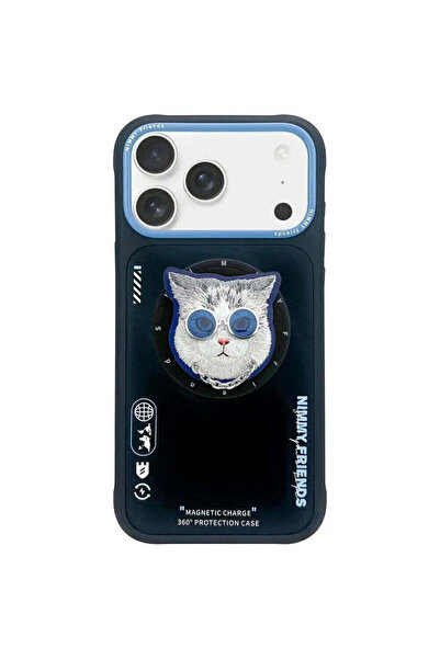 Nimmy Husă Ochelari Pisică Cool MagSafe pentru iPhone 17 Pro - negru și albastru