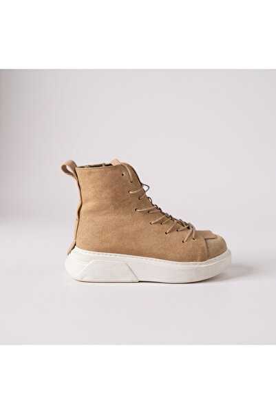 Hayati Arman Women's Genuine Leather Zippered and Lace-Up Thick Sole Sports B...