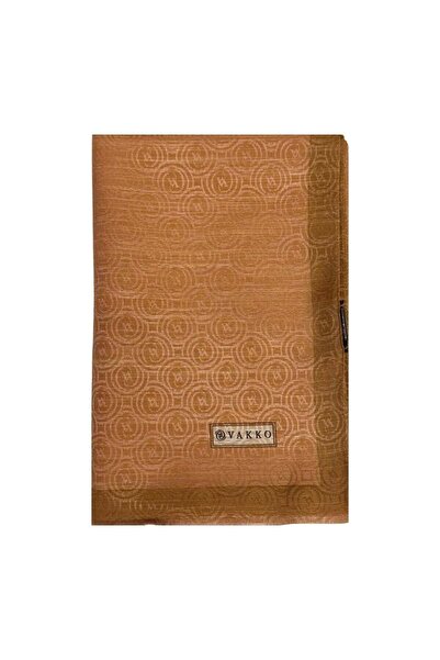 Vakko Pamuk İpek Monogram Şal 041728-Koyu Somon