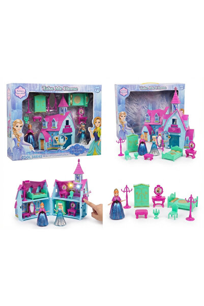 OEM Castel muzical papusi copii, cu 2 figurine si accesorii, 38x29x7 cm, lumi...
