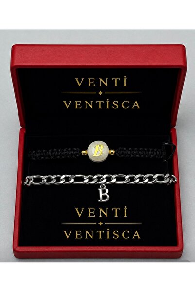 VENTİ VENTİSCA Hand-Knitted Letter Bracelet with Steel Letter Bracelet, Speci...