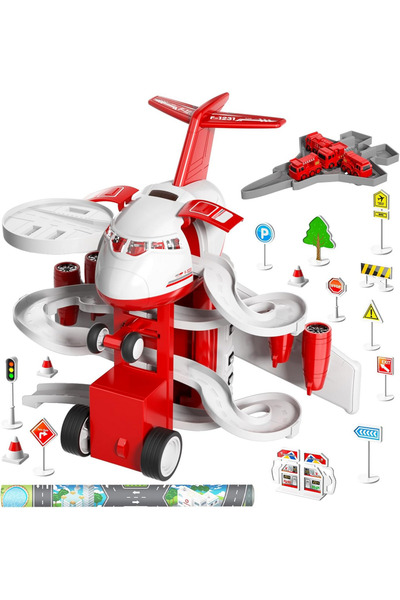 OEM Set de Joaca pentru copii, Avion multifunctional cu masini de Pompieri si...
