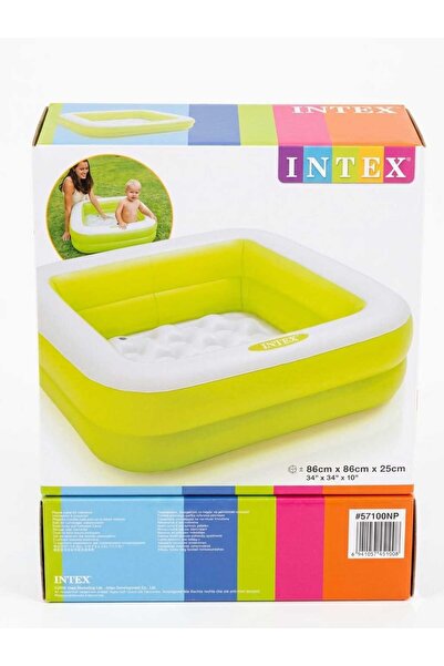 Intex Play Box Pool Baby Inflatable Pool for Infants 86x86x25cm Square Green ...