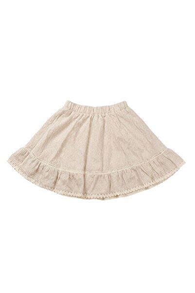 Quzu Women's Lace Detailed Mini Skirt Etk02098 Beige