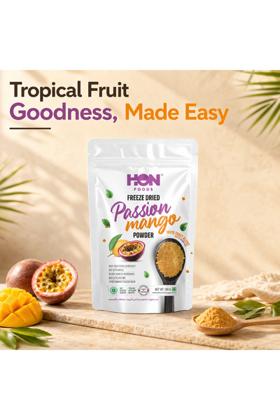 HON FOODS Freeze-Dried Passion Fruit & Mango Blend Powder 100g (80% Passion F...