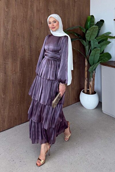 Hazamoda Rumela Layered Satin Dress Lilac