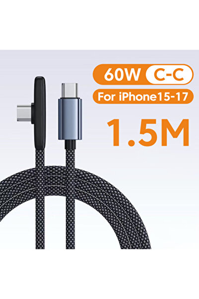 Choice8 black C-C 1.5m 100W USB to Type C Fast Charging 90° Elbow Data Cable ...