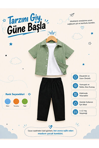 OVERMAX Set de 3 cămăși pentru copii |   Combinație 3 piese: Cămașă, Tricou ș...