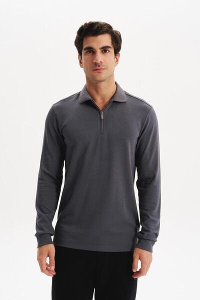 Arma Ar-Ma Men's Polo Collar Sweatshirt Unprinted Basic Collar Zippered Knitt...