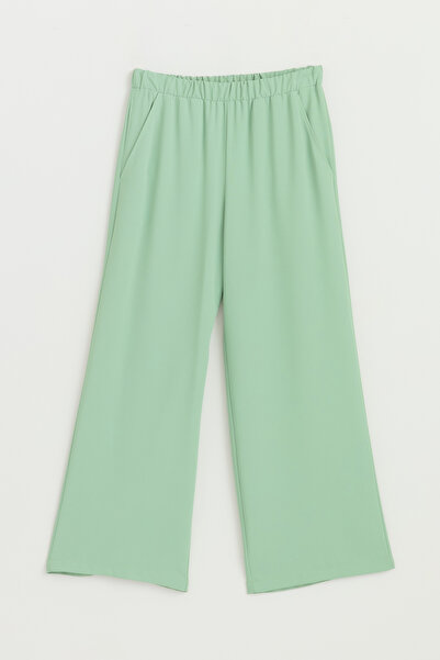 Nihan Stylish Tunic Pants Set with Gathered Detail - Green