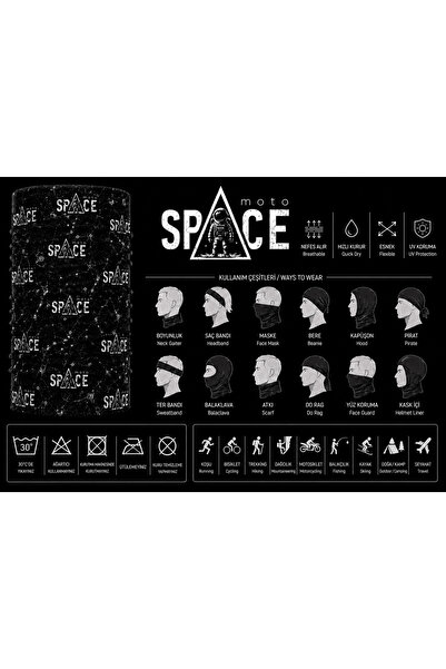 Koyu Zeminli Minimal Patili Köpek Sever Temalı Şık Bandana Buff