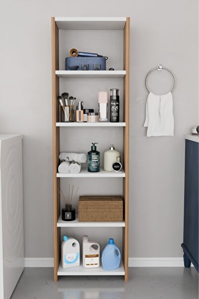 alpaevmobilya Ahşap 5 Raflı 150 Cm Çok Amaçlı Açık Banyo Dolabı Düzenleyici R...