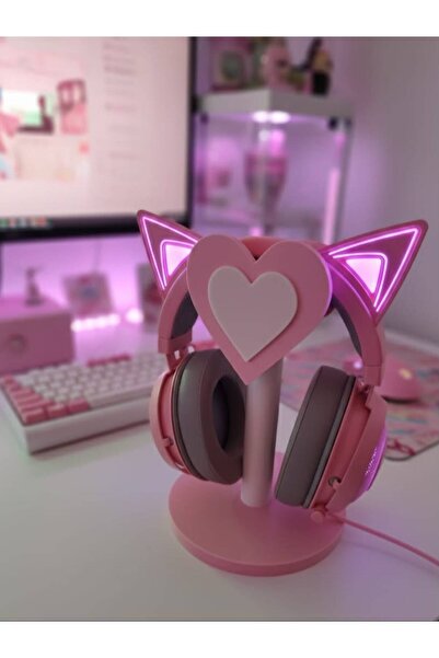 SEKO COMPANY Pembe Kalpli Dekoratif Gamer Kulaklık Standı - Kulaklık Tutuc- 2...