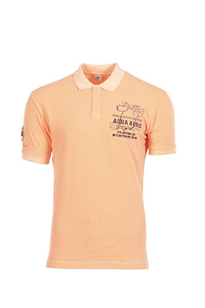 Arma Ar-Ma Men's Polo Collar T-Shirt with Text Print Regular Fit Double Colla...
