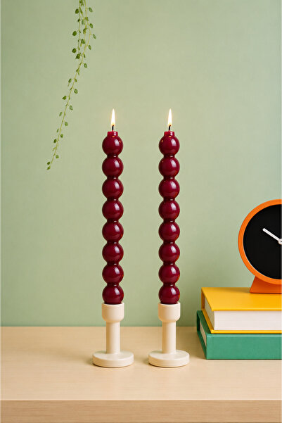 Typoniq Attitude Included Premium Modern Bubble Şamdan 2' li Mum Seti Bordo 2...