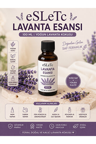 eSLeTc 100 ml Lavanta Esansı Mum Ve Buhurdanlık Için Yoğun Aromalı Parafin, S...