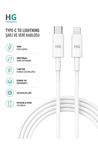 HG TEKNOLOJİ Iphone Tüm Serilerle Uyumlu Hızlı Şarj Kablo Plus 6 7 8 X 11 12 ...
