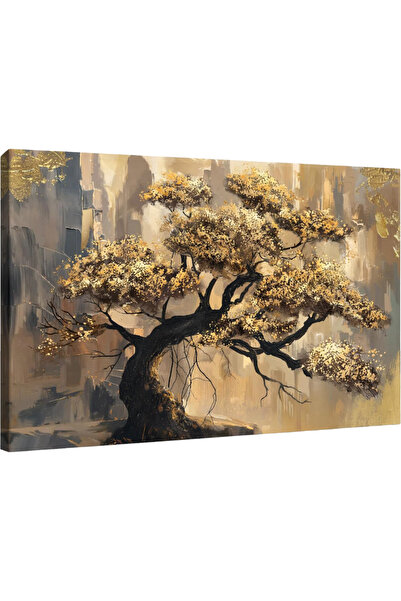 OEM Tablou pe pânză Frunze Aurii Decor pentru Perete Abstracție 90x60 cm